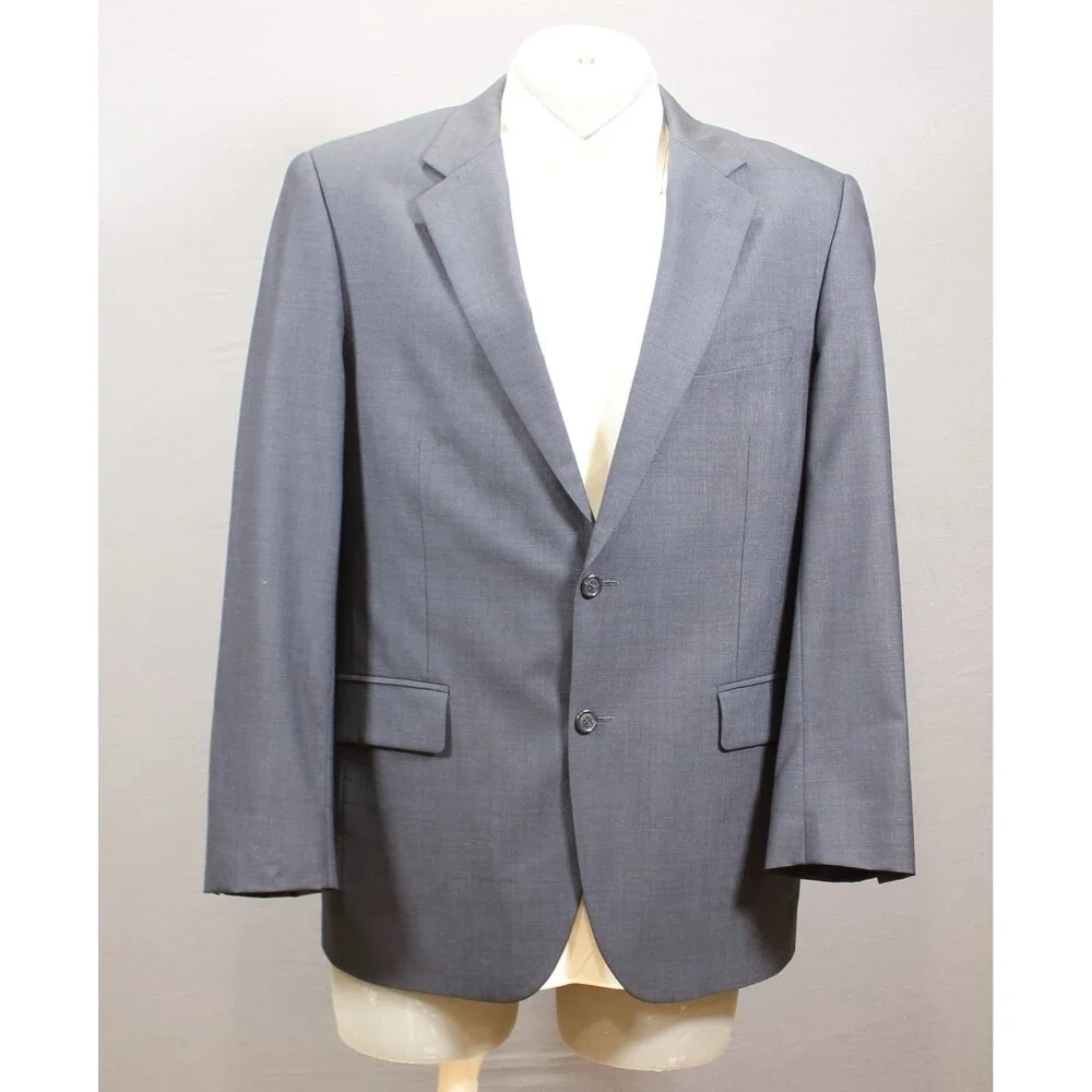 Jos a Bank 2 Piece Suit Mens  Blue 2 Btn Wool 41R Pleated Fronts 35" Waist - Picture 3 of 12